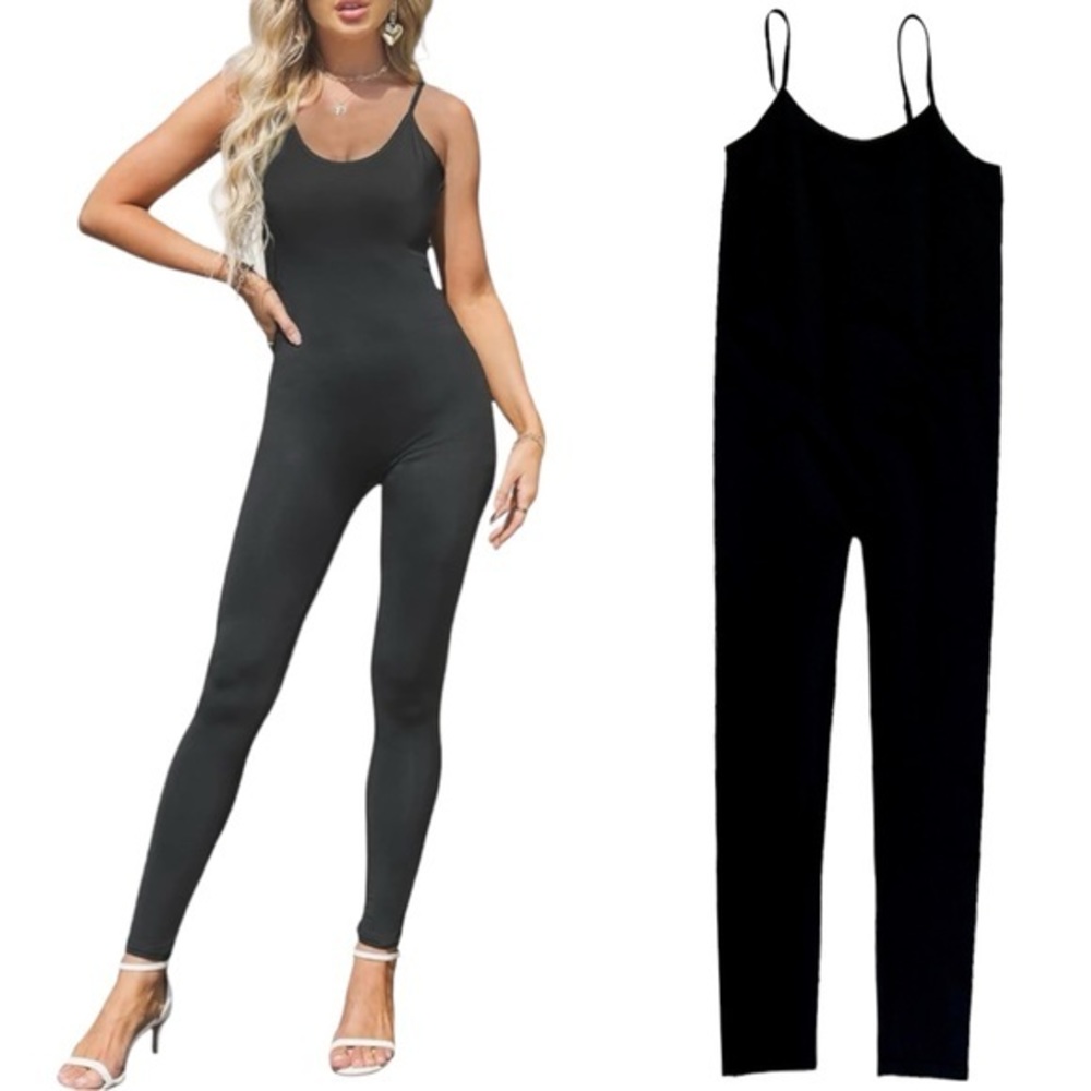 Women's Black Spaghetti-Strap Jumpsuit